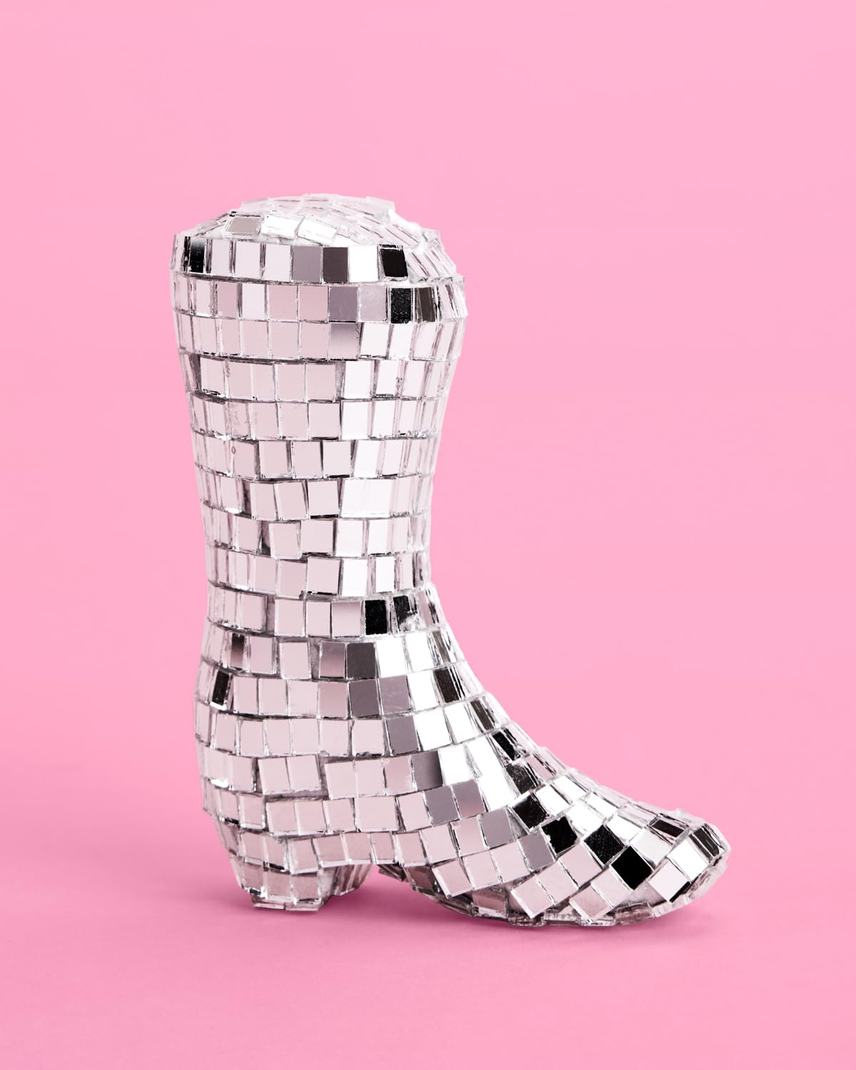 xo, Fetti Disco Ball & Cowgirl Boot Cake Topper Set - 5 Pieces for Bachelorette, Rodeo Birthday, 70s Groovy Decor, Silver