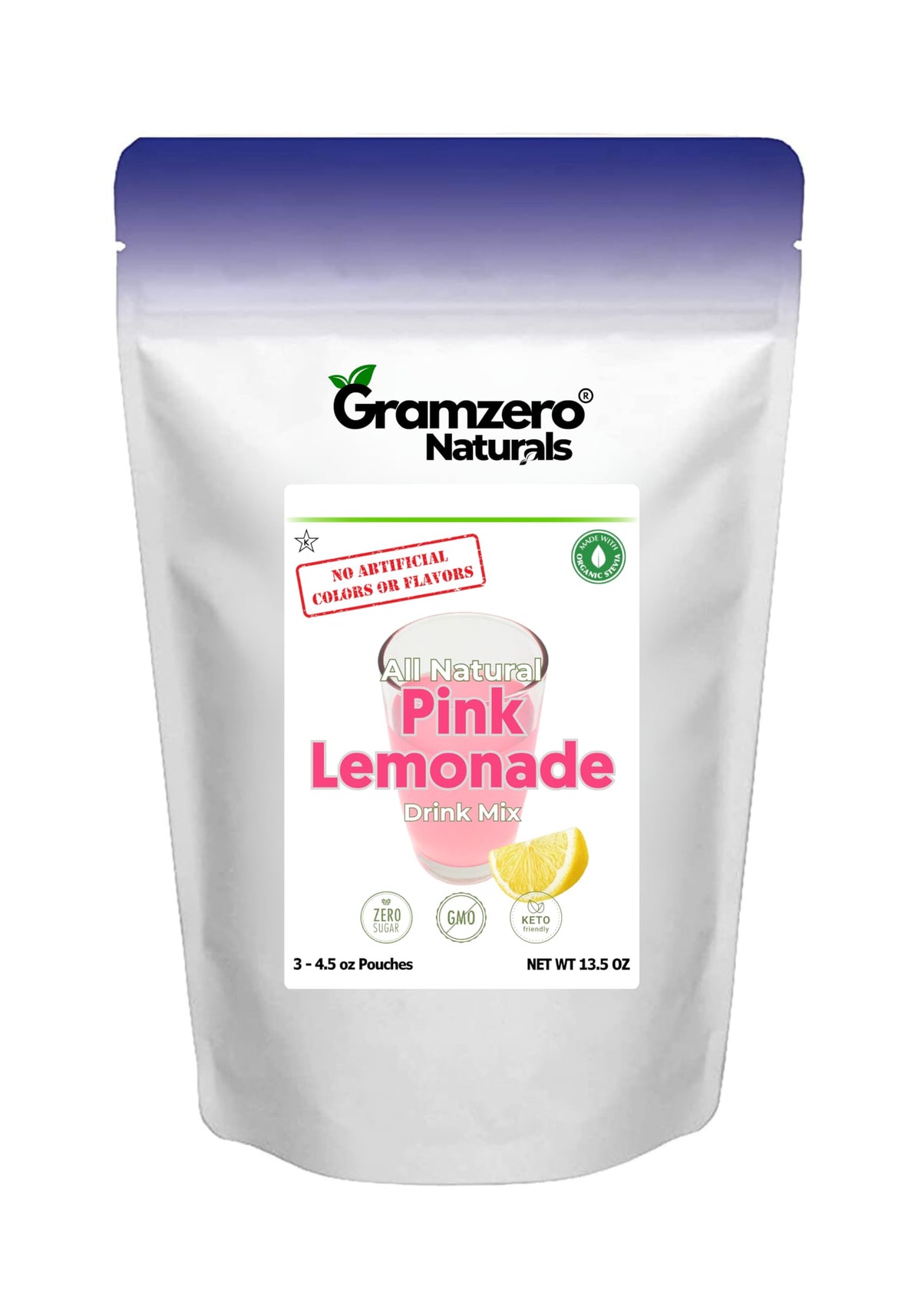 Pink Zero Cal Gramzero All Natural Pink Lemonade Zero Calorie Sugar Free Drink Mix ...
