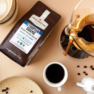 Fresh Roasted Coffee, Fair Trade Organic Ethiopian Sidamo Water Decaf, 2 Lb (32 Oz), Kosher, Medium Roast, Ground
