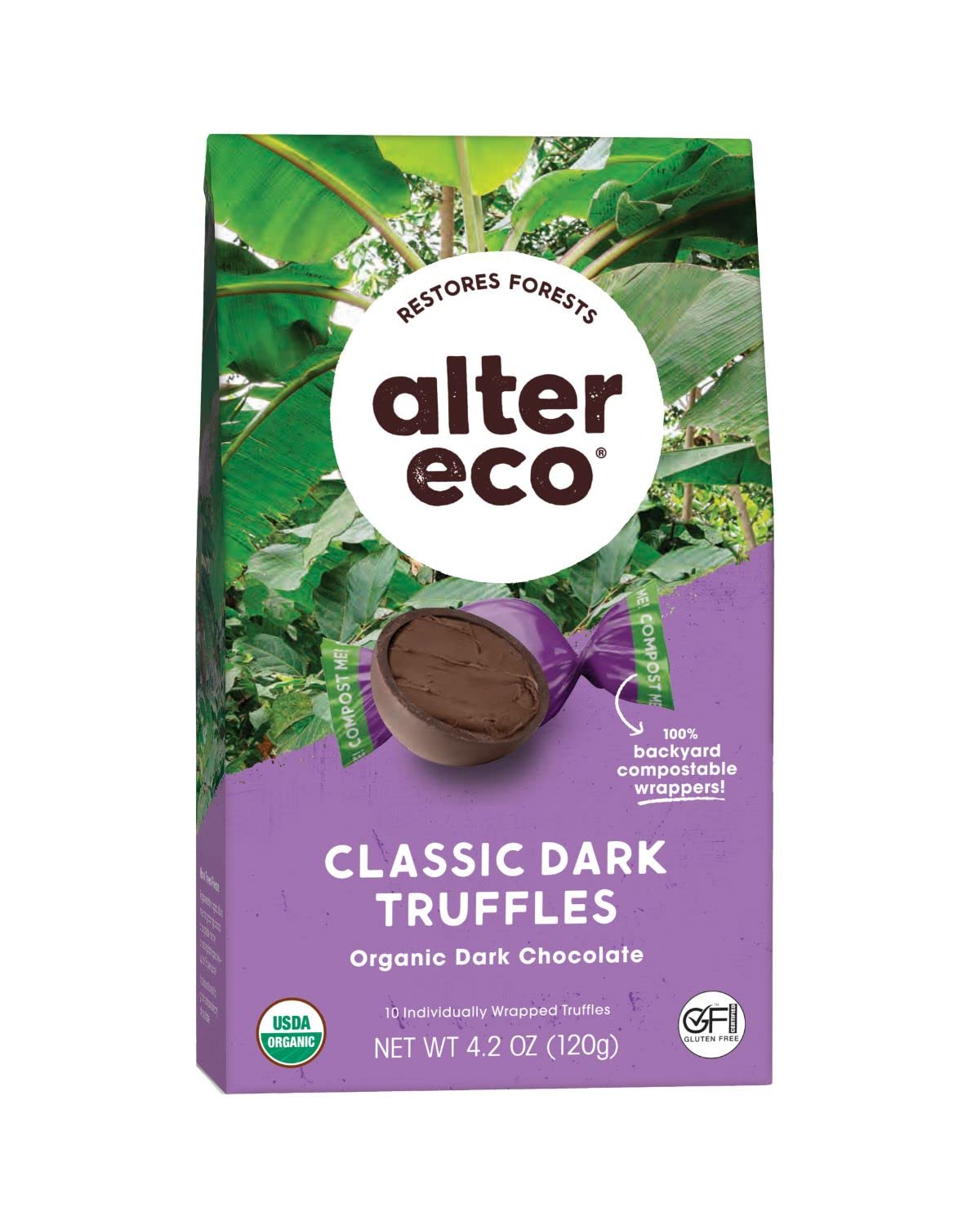 Alter Eco |Classic Dark Chocolate Truffles | Pure Dark Cocoa, Fair Trade, Organic, Non-GMO, Gluten Free | 20 Truffles