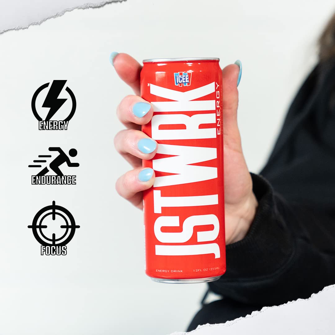 JST WRK Energy Drink - Sugar Free, 200mg Caffeine, 12 Fl Oz, 12-Pack, ICEE Cherry Flavor