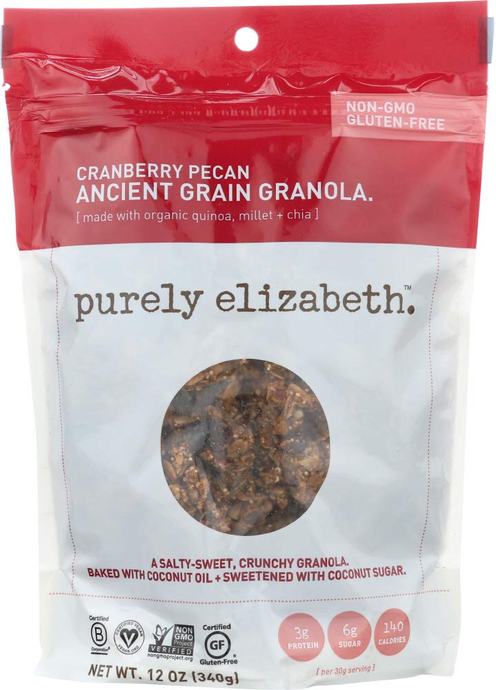 Purely Elizabeth Organic Cranberry Pecan Ancient Grain Granola, Gluten Free, Non Gmo, 12 Ounces (Pack Of 6)