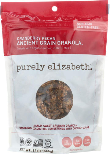 Purely Elizabeth Organic Cranberry Pecan Ancient Grain Granola, Gluten Free, Non Gmo, 12 Ounces (Pack Of 6)