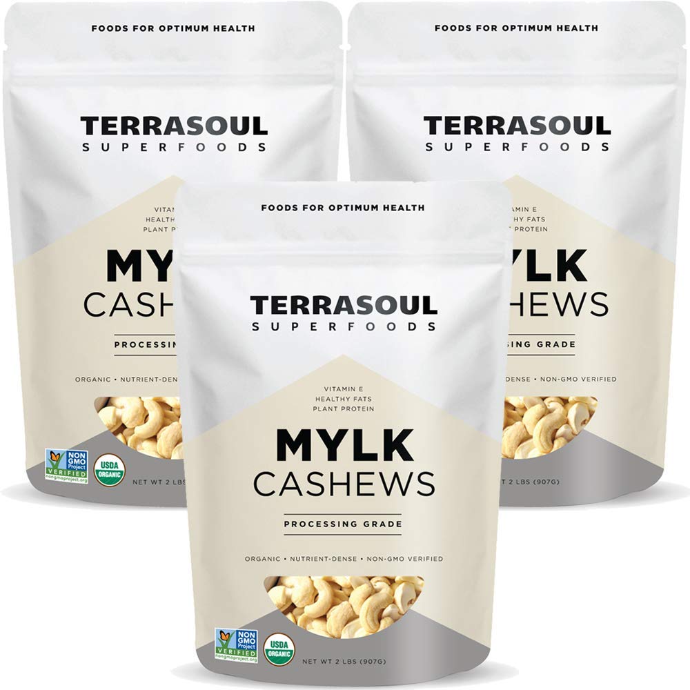 Terrasoul Superfoods Organic Raw Cashews (Mylk Grade), 6 Lbs (Pack of 3), Premium Quality for Snacking, Desserts, Cashew Milk an