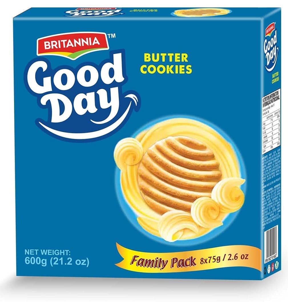 Britannia Good Day Butter Cookies Family Pack 21.2oz (600g) - Breakfast & Tea Time Snacks - Delicious Grocery Cookies (Pack of 1