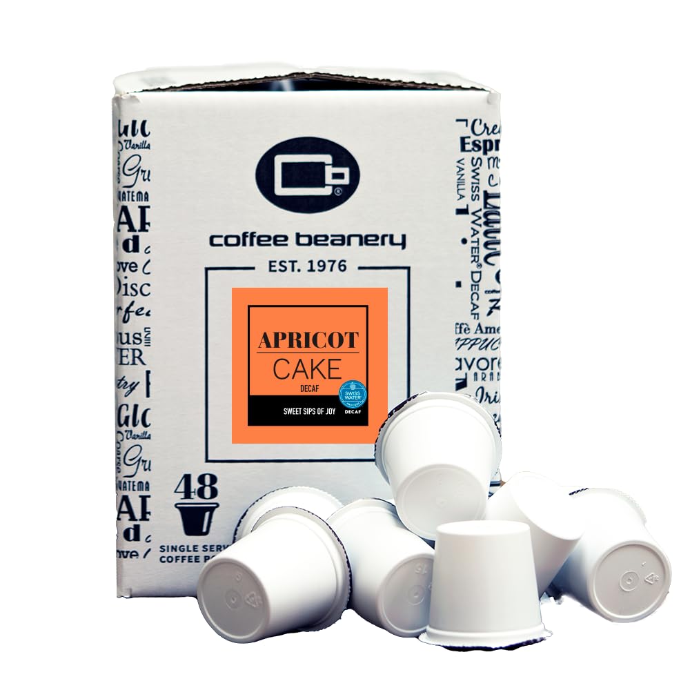 Coffee Beanery Apricot Cake Decaf Coffee Pods, Medium Roast, 192 Count Pack