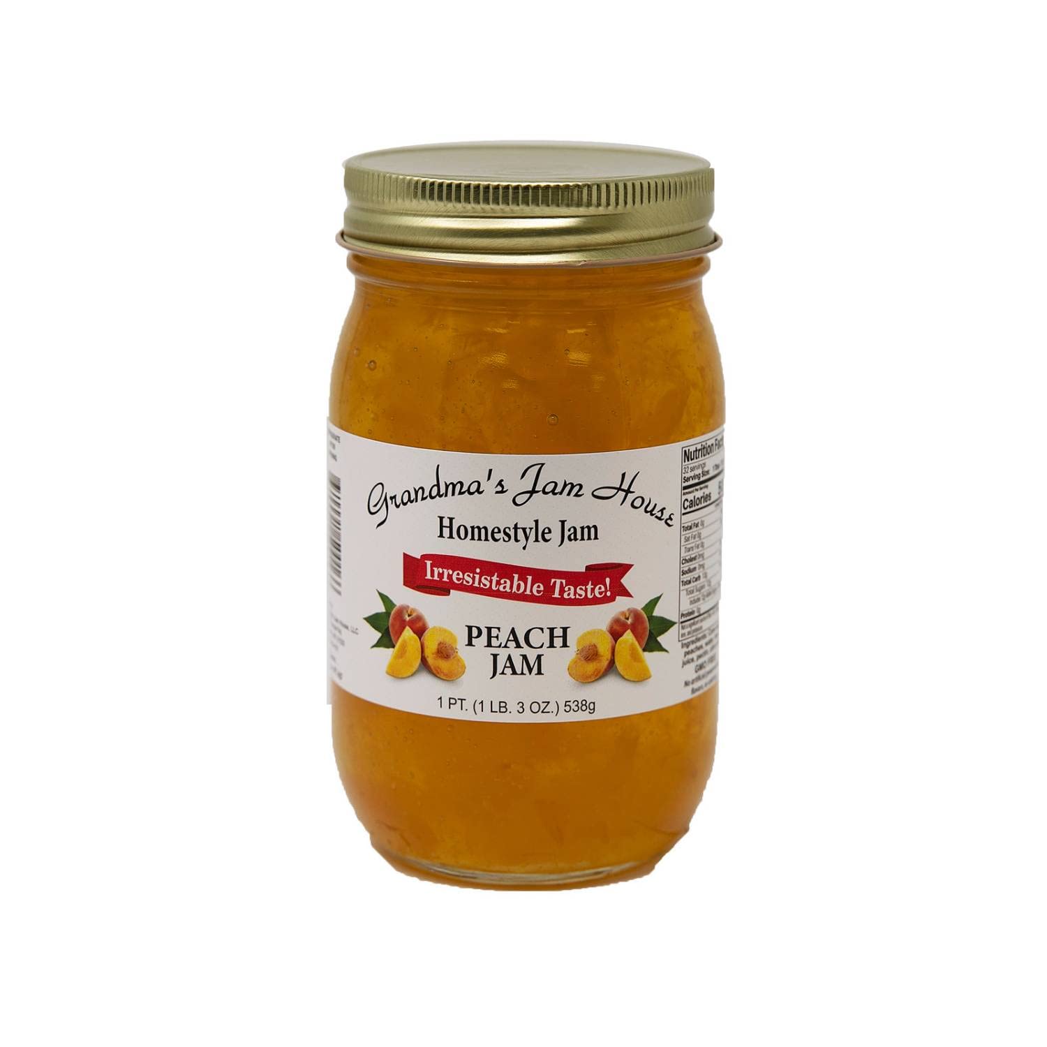 Sweet Peach Jam | All Natural Homestyle Fruit Jam | Jelly Preserve Spread | Spreadable Preserves Jams Jellies Fruits | 19 Ounce