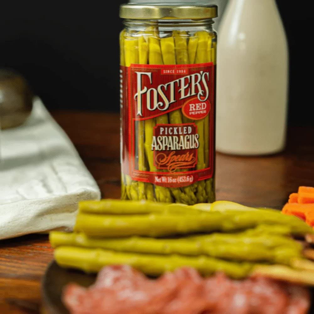 Fosters Hot Pickled Asparagus Spears in a Jar, Spicy Red Pepper, 16oz, 2 Pack, Traditional Pickled Vegetables Recipe over 40 ye