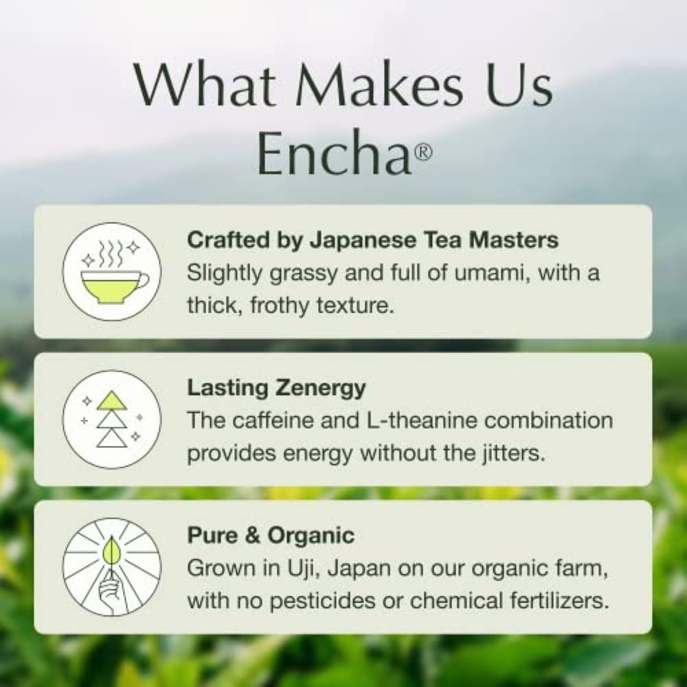 Encha Organic Ceremonial Matcha Green Tea Powder, First Harvest, 1 lb, Uji Japan, Culinary & Ceremonial Grade