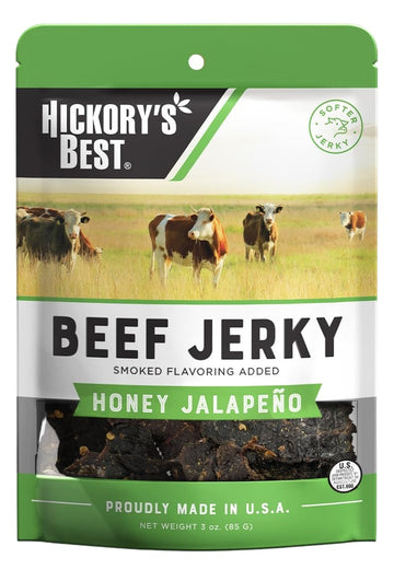 Hickory's Best Honey Jalapeno Beef Jerky 3 oz (Pack of 1) | Soft & Tender| USA Made | High Protein | Low Fat | Zero Trans Fat | 