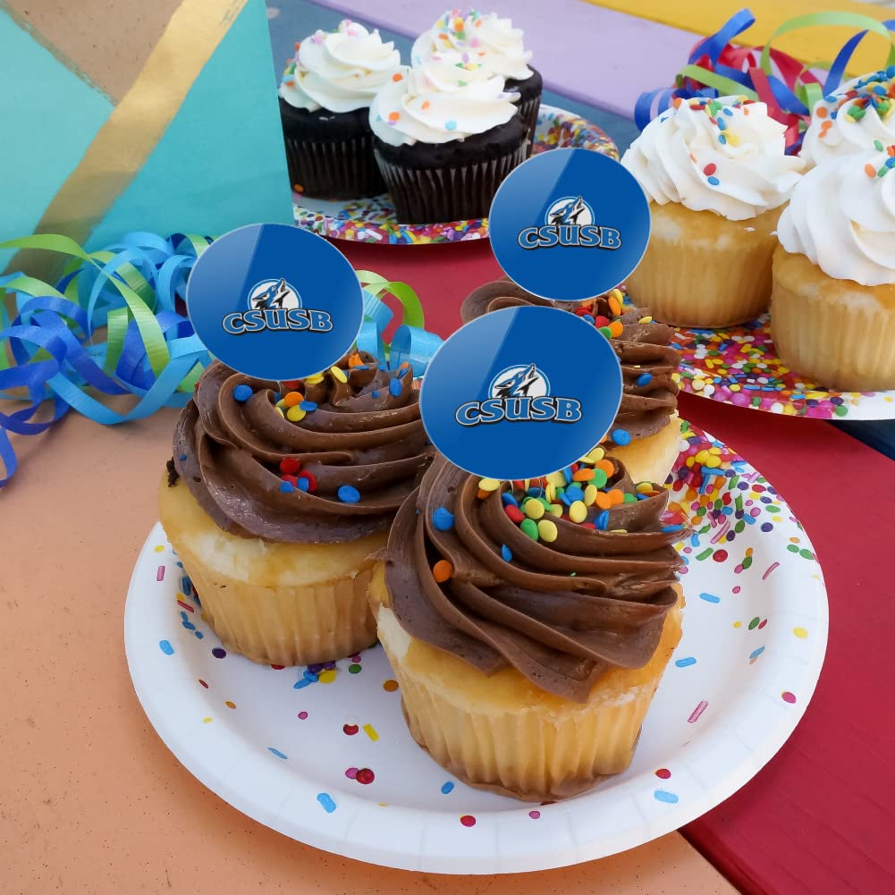 California State University San Bernardino Primary Logo Cupcake Picks Toppers Decoration Set Of 6