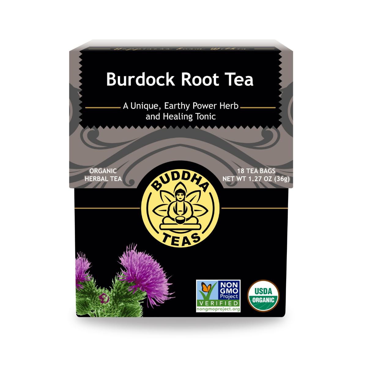 Buddha Teas - Burdock Root - Organic Herbal Tea - For Health & Wellbeing - With Antioxidants  Minerals & Vitamin C - Energy Blend Free - 100% Kosher & Non-Gmo - 18 Tea Bags (Pack Of 1)