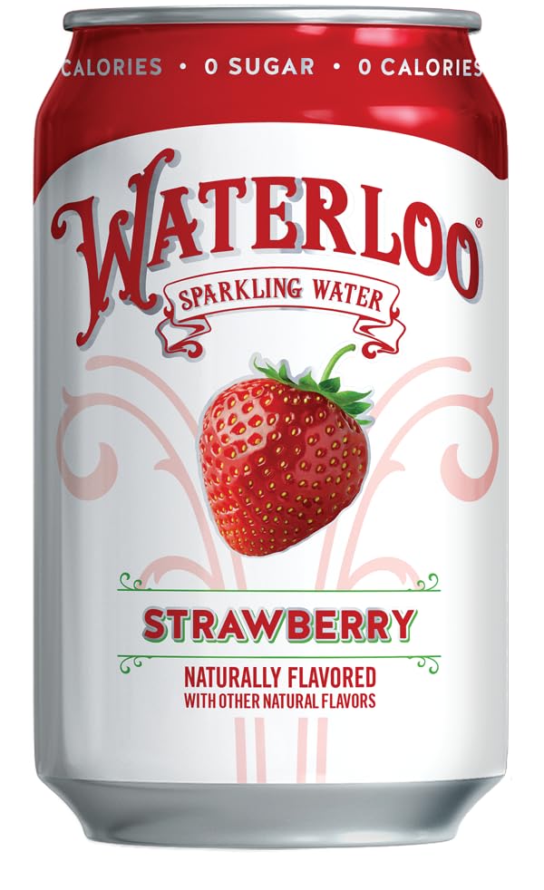 Waterloo Sparkling Water, Strawberry Naturally Flavored, 12 Fl Oz Cans (Pack Of 12) - Zero Calories And Zero Sugar Or Sweeteners