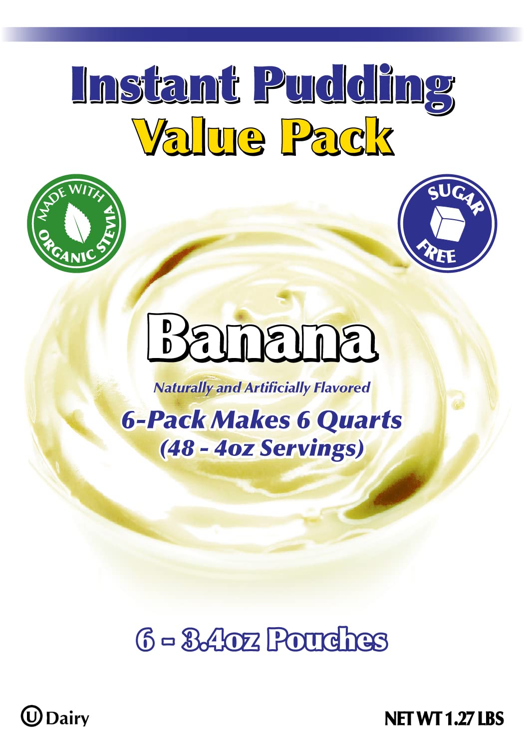 Gramzero Banana Sugar Free Pudding Mix 6-Pack, Great For Nutrition Club Meal Replacement Shakes, Low Calorie Dessert, Stevia Swe