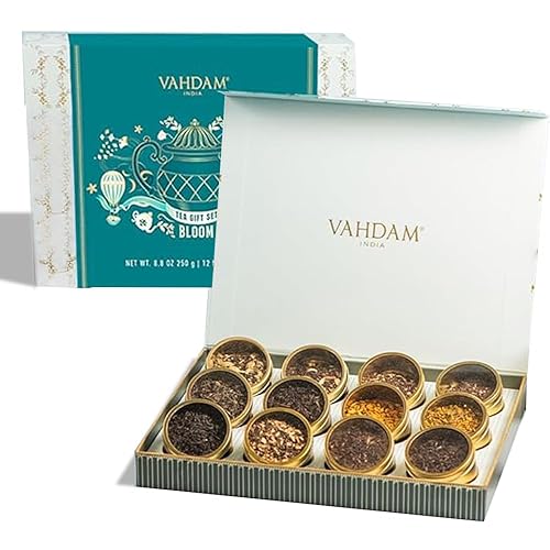 Vahdam Assorted Tea Gift Sets, Bloom (250G, 88Oz) 12 Teas, Luxury Tea Variety In Caddy Gift Box For Him & Her