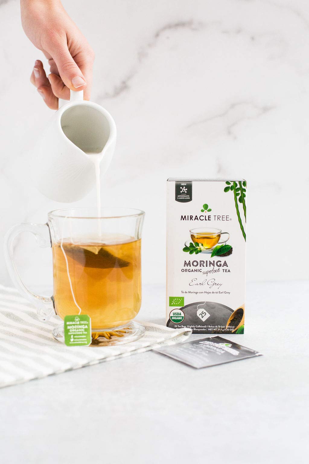 Tree - Organic Moringa Superfood Tea, 25 Individually Sealed Tea Bags, Earl Grey (Keto, Detox, Energy & Immunity Booster, Vegan, Gluten-Free, Organic, Non-Gmo, Caffeine-Free)