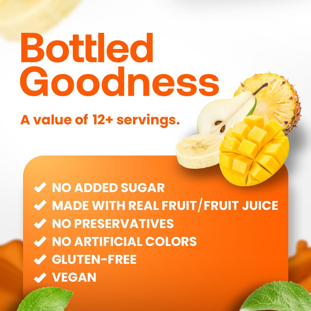 Dr. Smoothie 100% Crushed Mango – No Added Sugar, Made With Real Fruits/Fruit Juice – Vegan, No Artificial Colors Or Flavors – Sweet Mango With A Hint Of Pineapple & Banana – 46 Oz Bottle