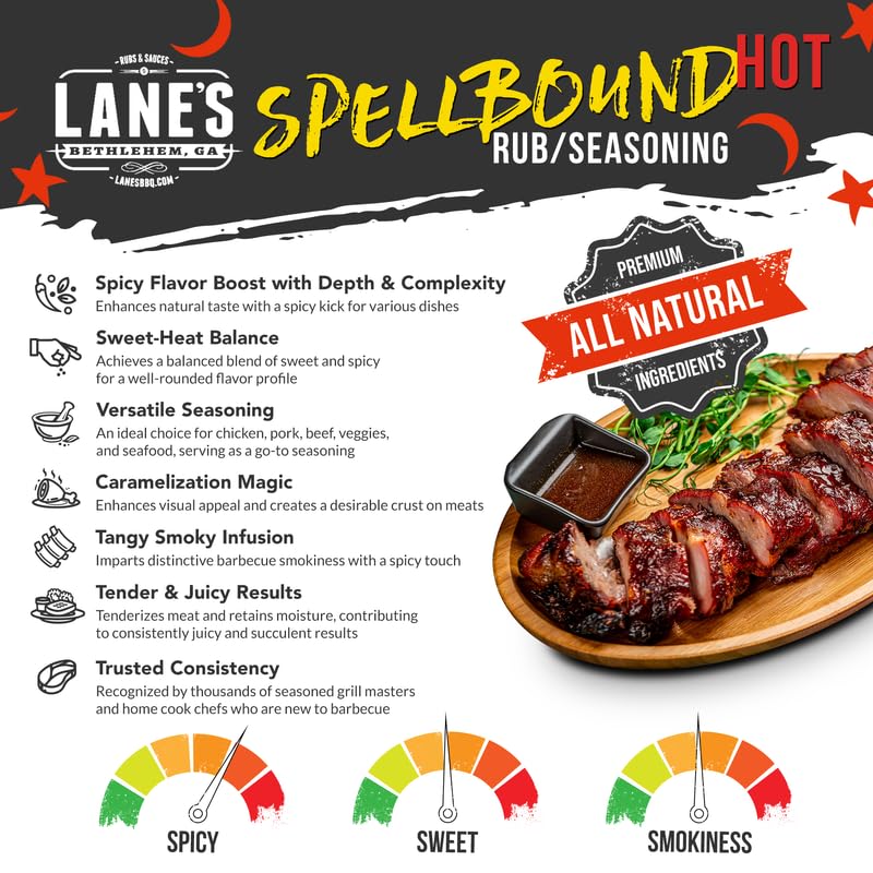 Lanes Hot Sweet and Spicy Pork Rub Seasoning, All-Natural, 12 Oz