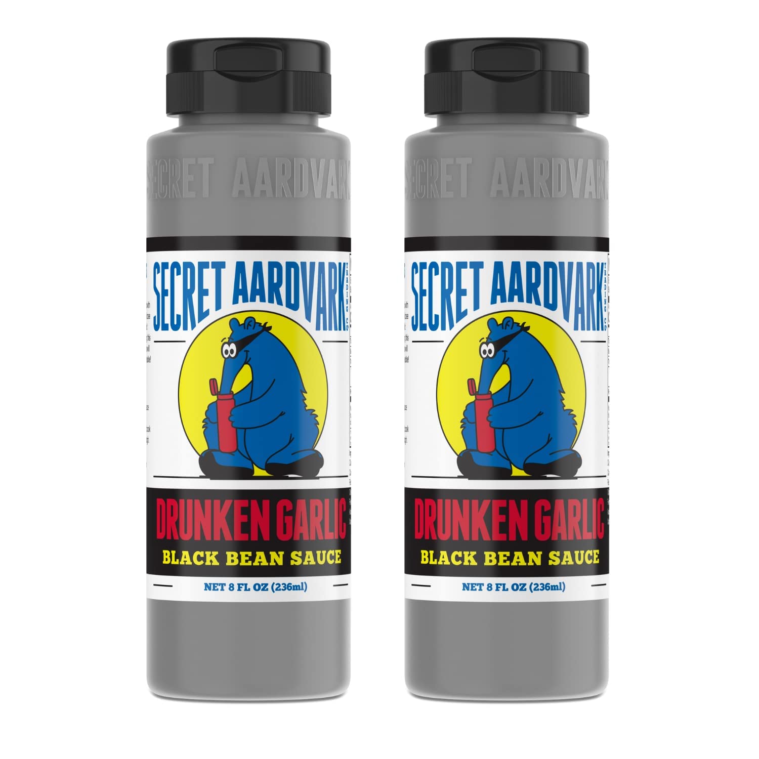 Secret Aardvark Drunken Garlic Black Bean Sauce - Garlic Hot Sauce  Stir Fry Sauce  Mild Bbq Sauce  Low Carb  Dairy Free  Chili Garlic Sauce  Hot Sauce & Marinade - 8 Fl Oz 2 Pack