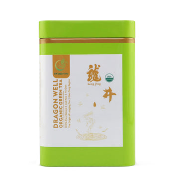 EFOOFAN Organic Dragonwell Green Tea Loose Leaf, 3.53oz/100g, USDA/EC Certified, 2nd Pick/YuQian Chinese Tea Leaves, Longjing Ch