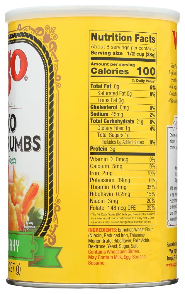 Vigo Breadcrumb Panko Plain, 8 oz (Packaging May Vary)
