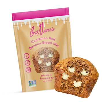 GoNanas Cinnamon Roll Banana Bread Mix, Vegan, Gluten Free Healthy Snacks. Oat Flour Bread or Muffin Mix. Women Owned, US Ingred