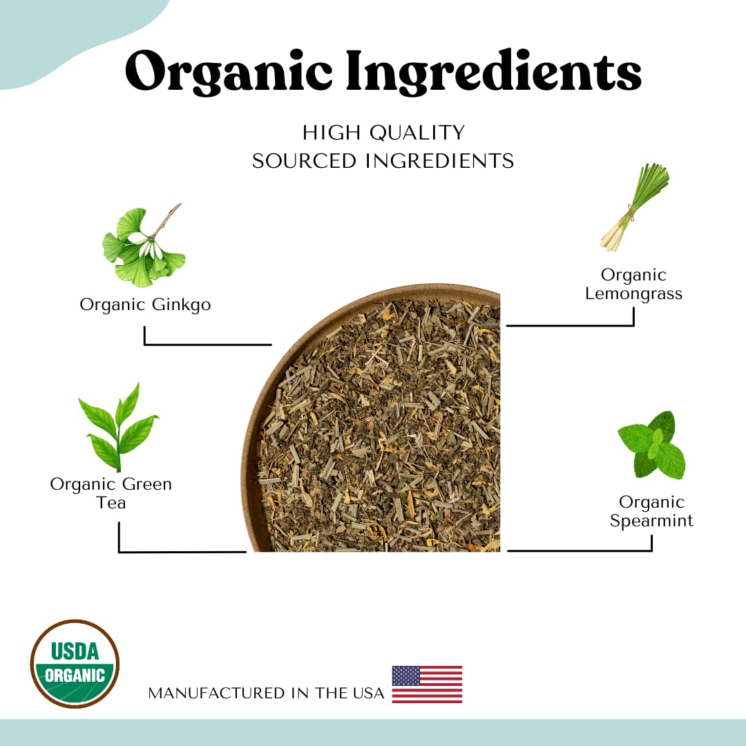 Autoimmunitea -- Aip Energy Tea Blend, For Energy Boost, Cognitive Function, With Organic Green Tea, Lemongrass, And Spearmint -