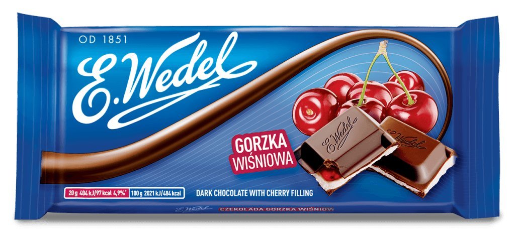 E.Wedel Dark Chocolate With Cherry Filling  3.5 Ounce (Pack Of 5)