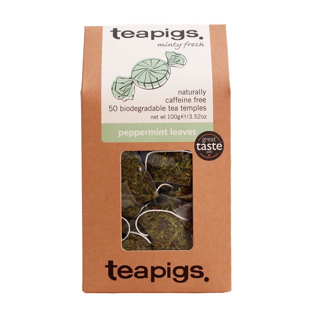 teapigs Peppermint Leaves Tea Bags, Caffeine-Free, Natural Ingredients, 50 Count, Model 81562