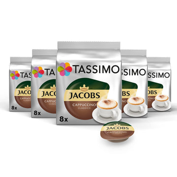 Tassimo Jacobs Cappuccino, Rainforest Alliance Certified, Pack Of 5, 5 X 16 T-Discs (8 Servings)