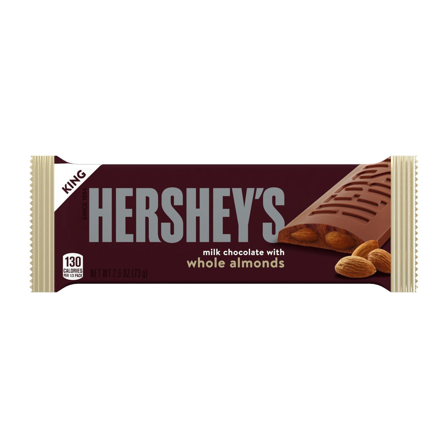 Hershey'S Milk Chocolate With Whole Almonds Candy Bars, 2.6 Oz (18 Count)