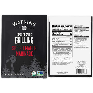 Watkins Organic Grilling Marinade, Maple Flavor, 1.25 Oz each, 12 Count