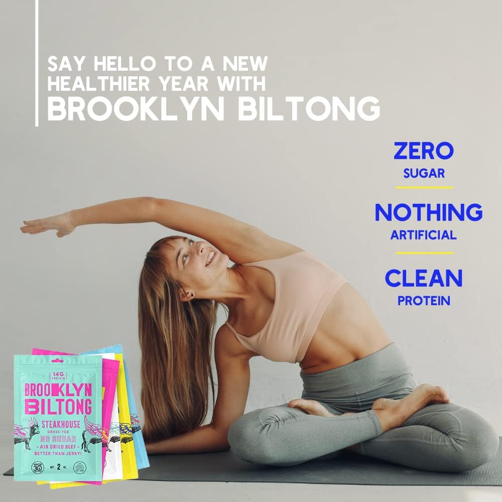 Brooklyn Biltong Beef Jerky Snack - Grass Fed, Whole30, Zero Sugar, Paleo Friendly, 2 oz (Pack of 5)
