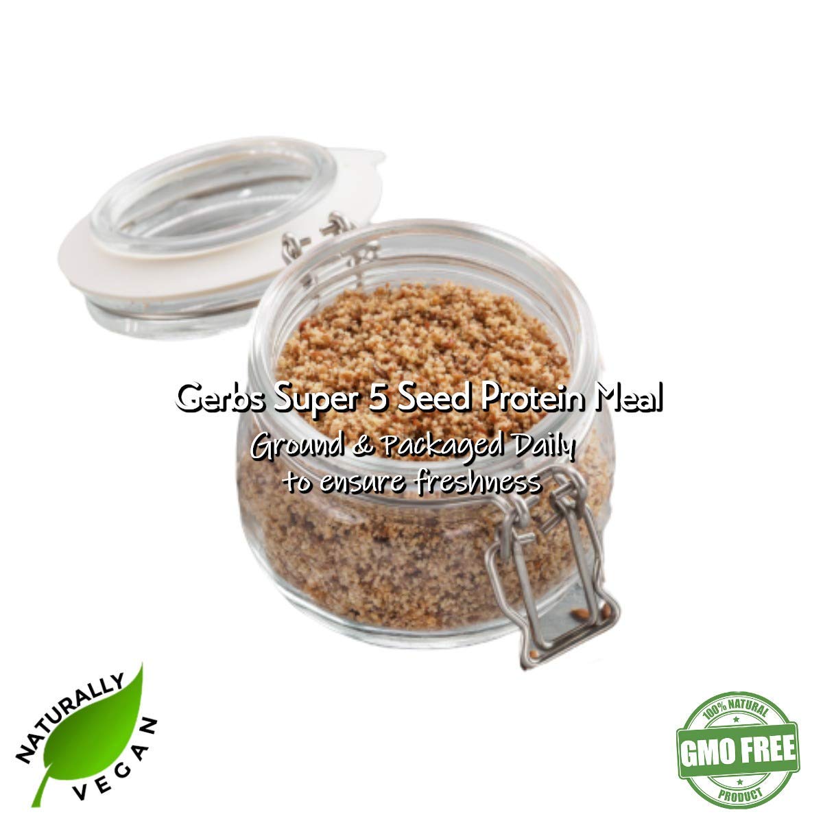 Gerbs Super 5 Seed Meal 4 Lbs. | Freshly Harvested & Packaged In Resealable Bulk Bag | Pumpkin, Sunflower, Hemp, Chia & Flax Seeds | Anti-Inflammatory Benefits & Protein Packed | Gluten Peanut Free