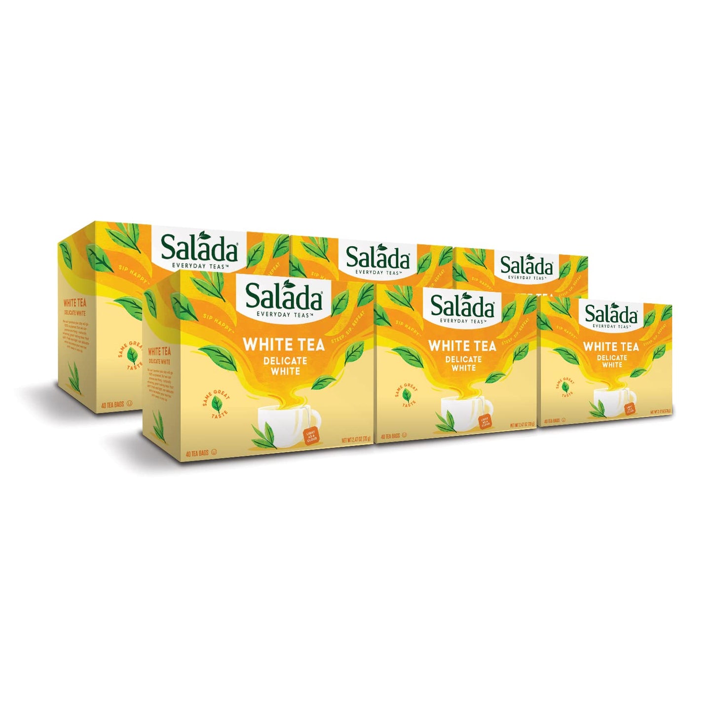 Salada White Tea - Delicate White Tea with 40 Individually Wrapped Bags, Pack of 6, Caffeinated