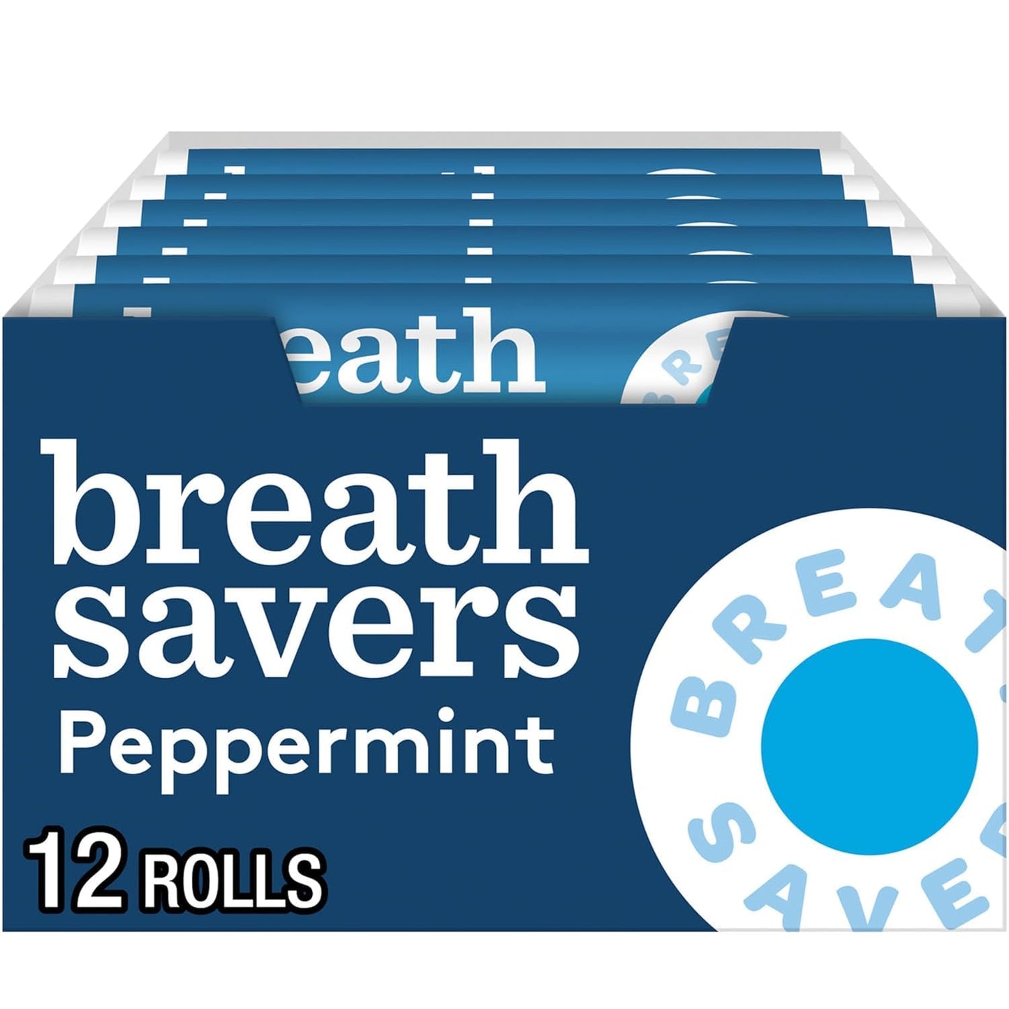 BREATH SAVERS Peppermint Sugar Free Breath Mints Rolls, 0.75 oz (Pack of 12)