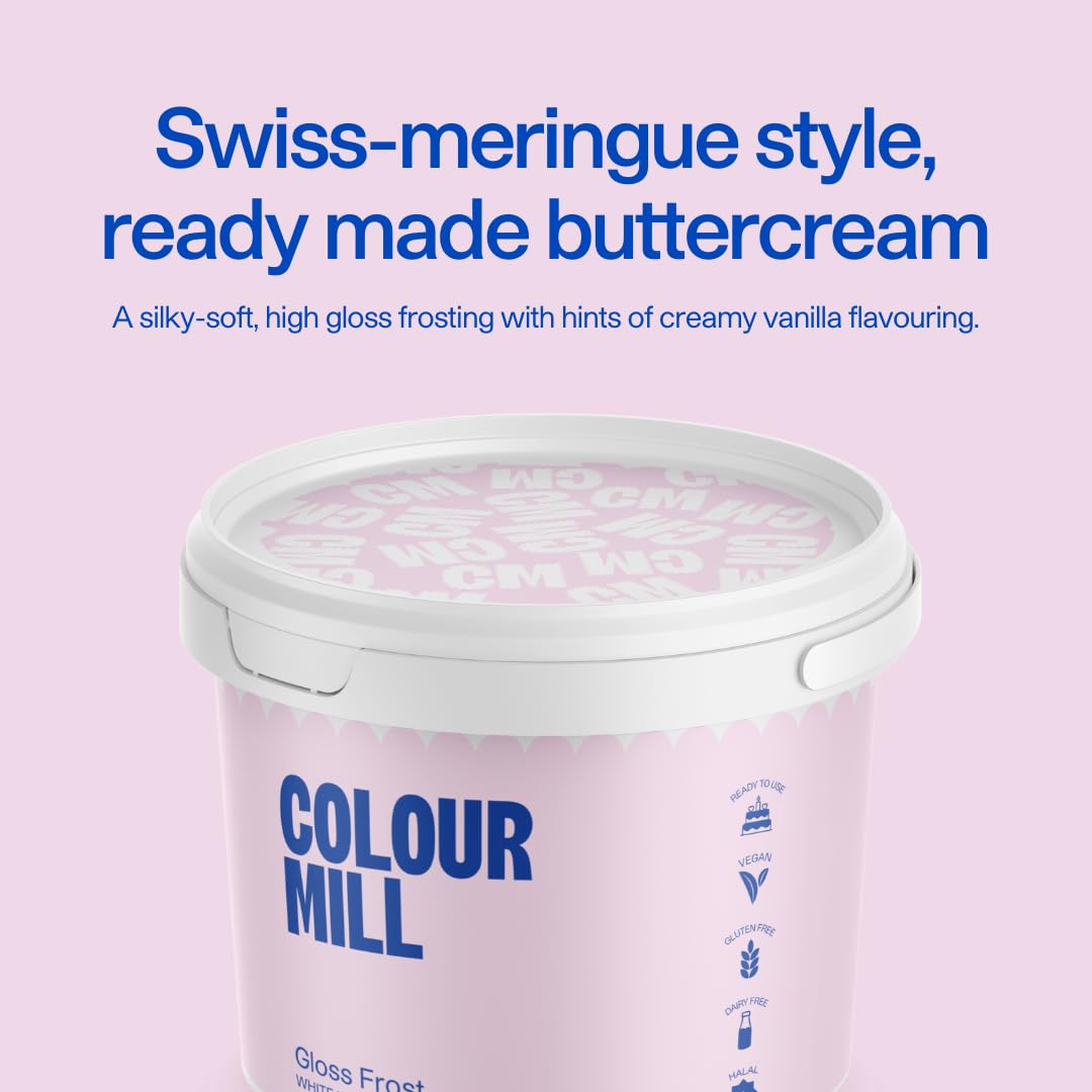 Colour Mill Gloss Frost White Buttercream, 1L (2.2LBS), Model CMB1LW, White Color