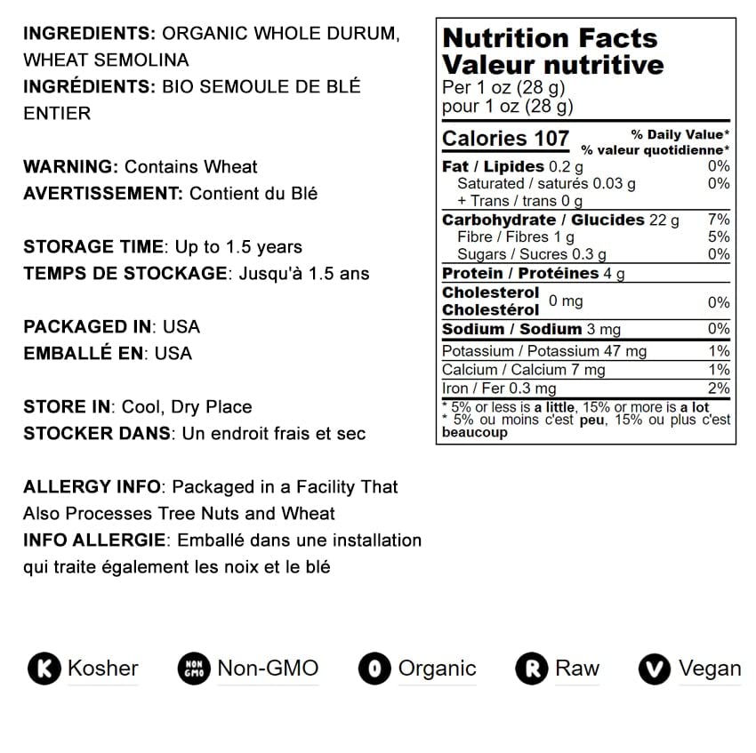 Food to Live Organic Whole Wheat Couscous, 1 Pound - Non-GMO, Kosher, Raw, Vegan, Bulk