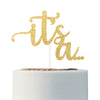 Alissar Glitter Double Sided Gold Gender Reveal Cake Topper, It'S A Cake Topper For Boy Or Girl Baby Reveal Party Decorations(Do