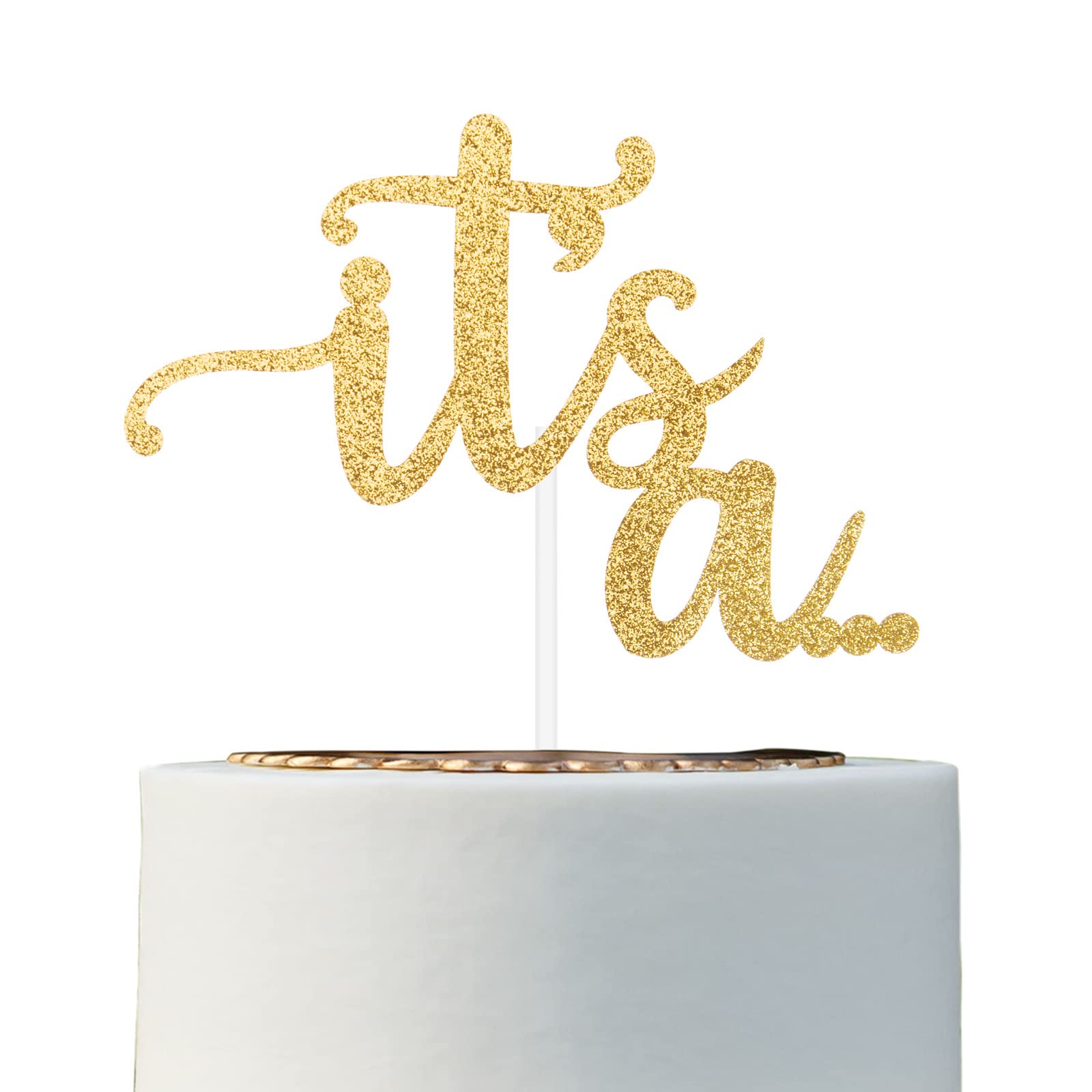Alissar Glitter Double Sided Gold Gender Reveal Cake Topper, It'S A Cake Topper For Boy Or Girl Baby Reveal Party Decorations(Do
