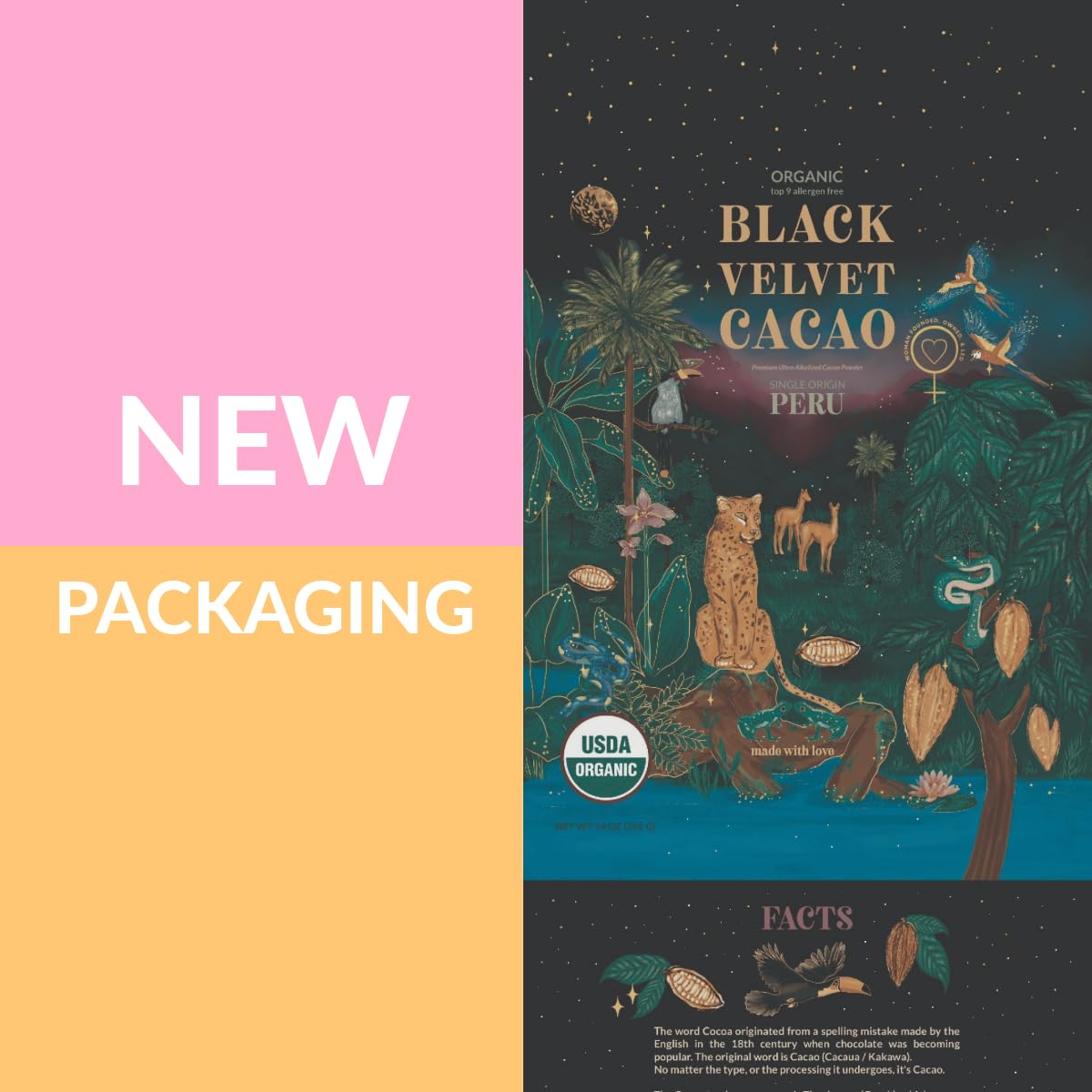 Weirdo Good Organic Black Velvet Cacao Powder, Ultra-Dutched Cocoa, 14 oz.