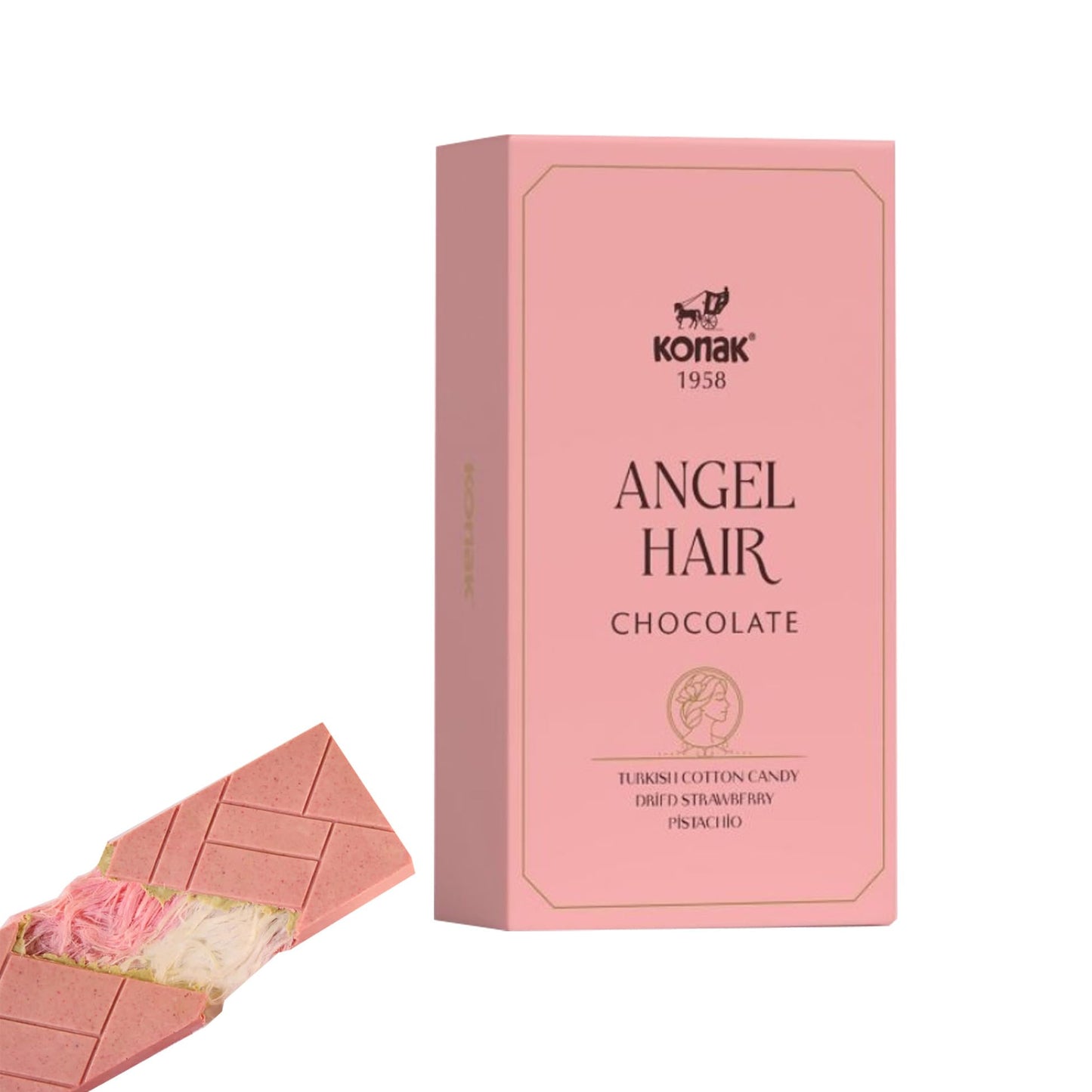 Angel Hair - Chocolate Cotton Candy Bar 170 Gram Strawberry And Pistachio Amazing Pack, Gift Box 5.9 Oz (1-Pack)