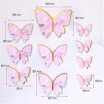 22Pcs Pink Butterfly Cupcake Toppers And 1Pcs Gold Metal Acrylic Panel Cake Toppers Cake Decorations For Girls Women Happy Birth