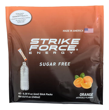 Strike Force Energy Drink Mix - Orange Flavor - Sugar Free, Keto Friendly - 40 Liquid Packs