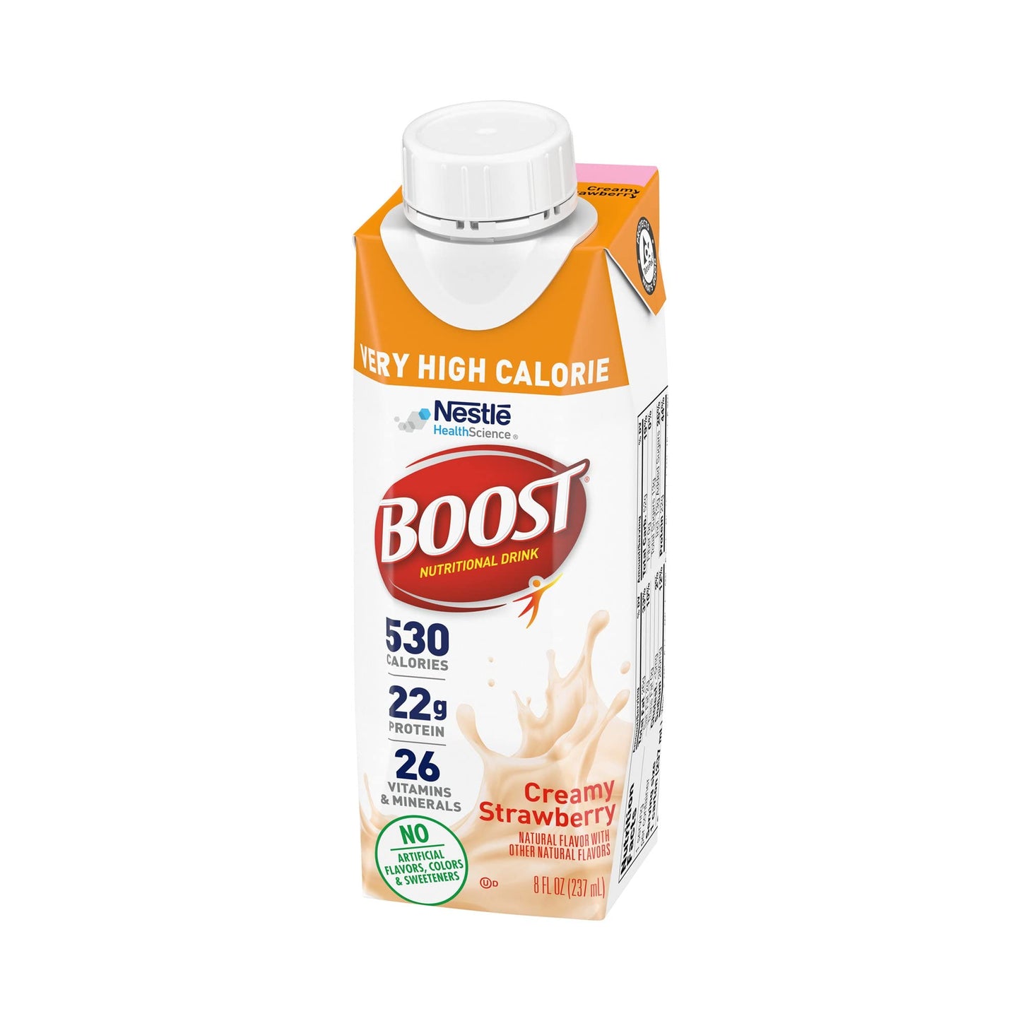 BOOST Very High Calorie Strawberry Nutritional Drink - 22g Protein, 530 Calories, 8 Fl Oz (Pack of 24)