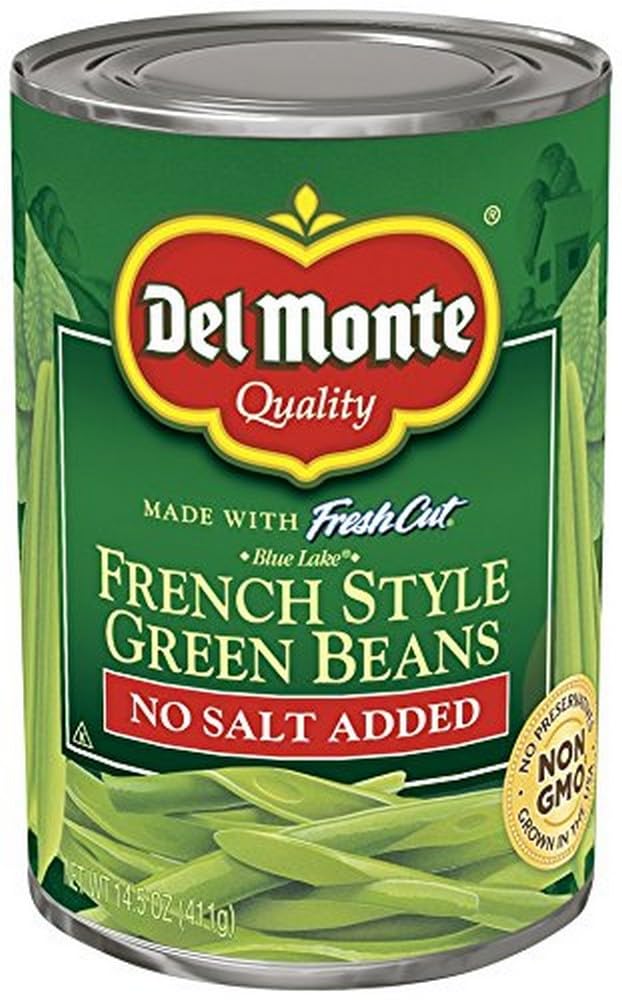 Del Monte Canned French Style Green Beans, No Salt Added, 14.5 Ounce