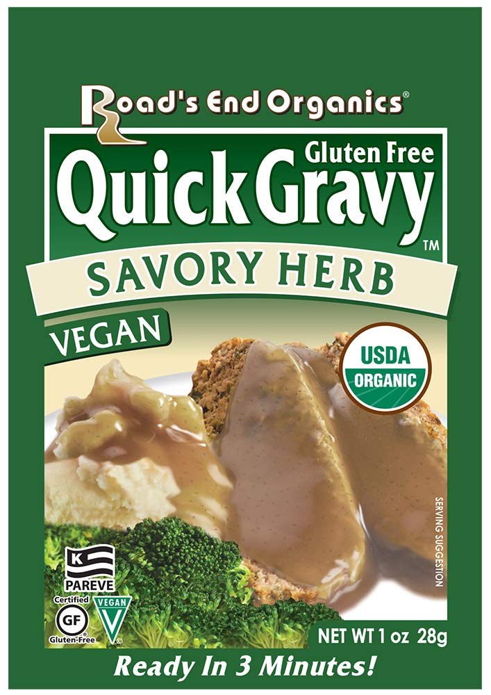 Roads End Organics Savory Herb Organic Gravy Mix - Vegetarian Gravy Mix Packets, Vegetarian Gravy Powder, Vegan Gravy Packets - 1 Oz (Pack Of 12)