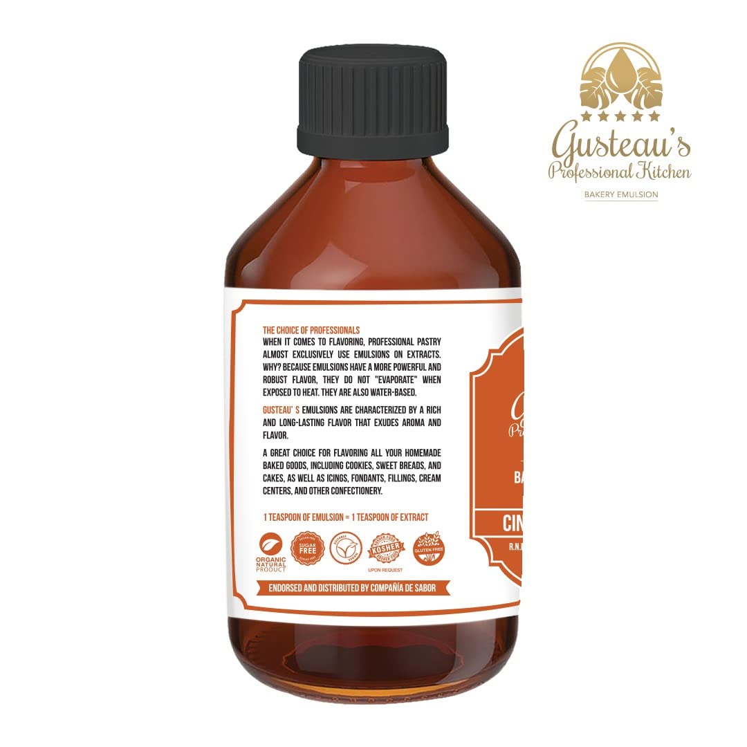GUSTEAU’S Cinnamon Spice Emulsion,    Free, Sugar Free, Kosher, 4 fl oz (100ml)