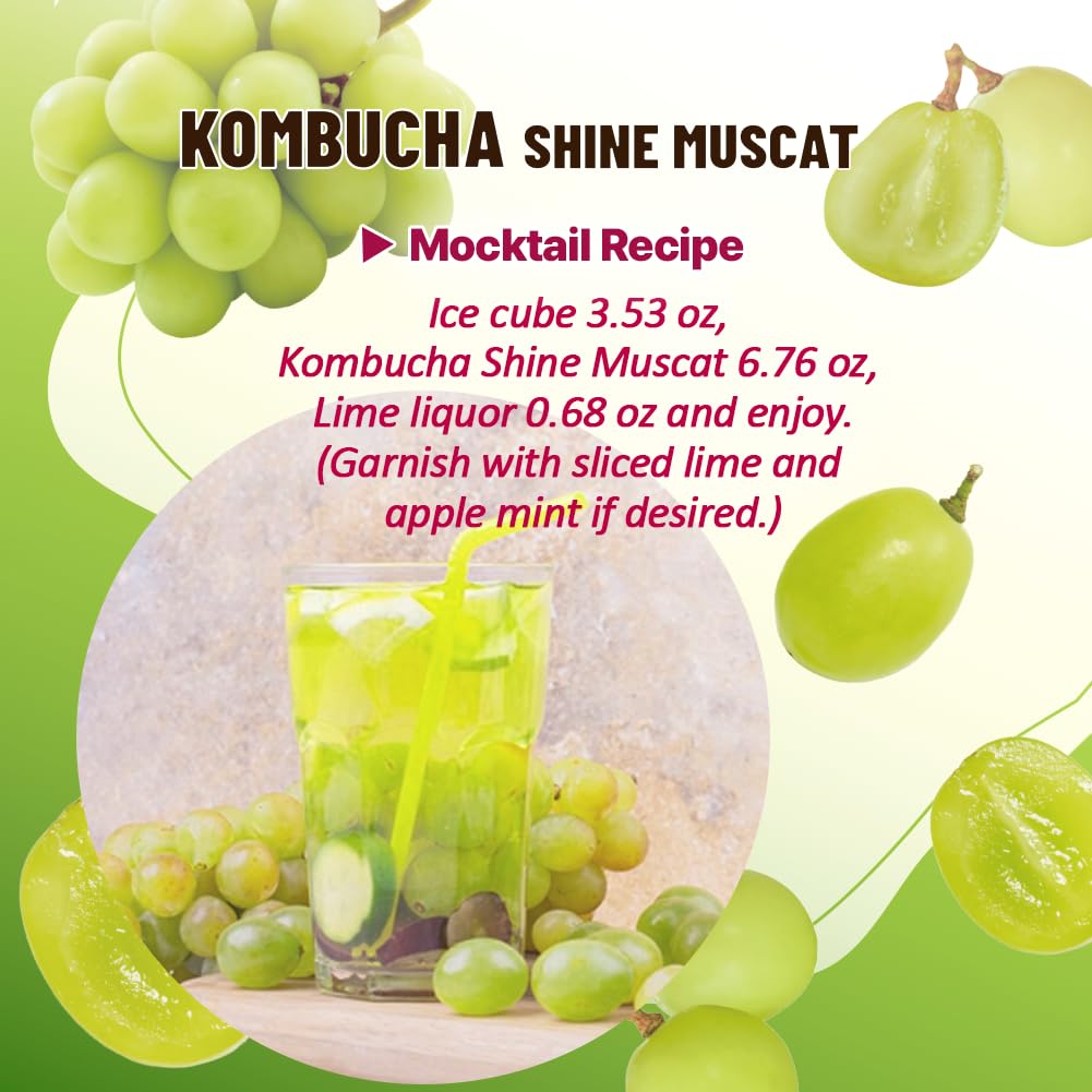 KAYFOOD Garden Daily Shinemuscat Kombucha Tea Powdered Mix, Probiotics & Prebiotics, Zero Sugar, 10ST