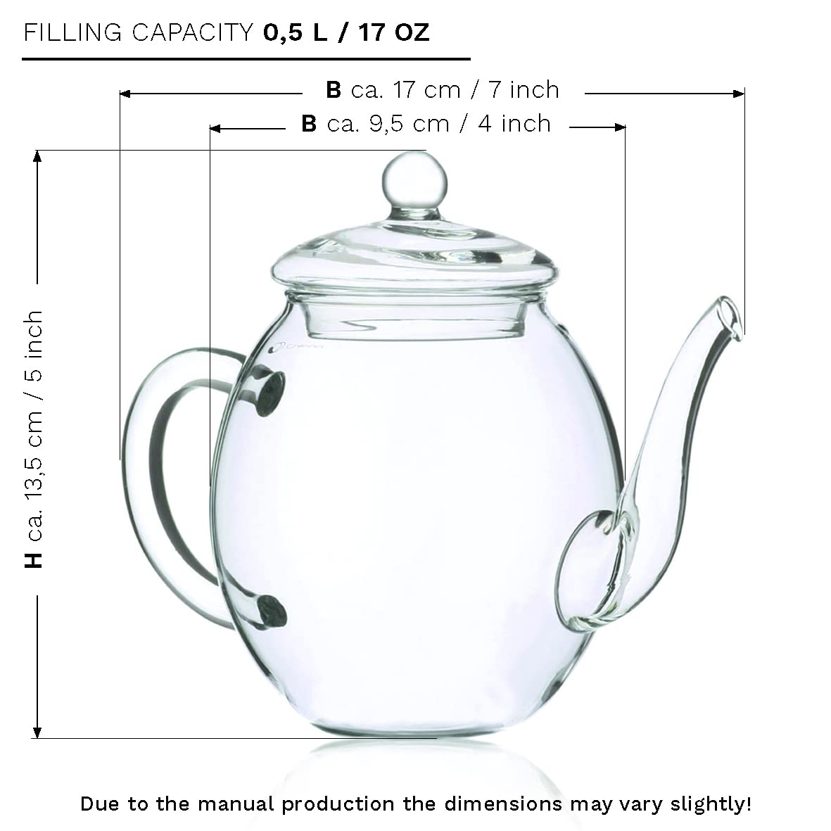 Creano Flowering Tea Gift Set - 7 Piece Set with 6 Blooming White Teas & 17oz Glass Teapot